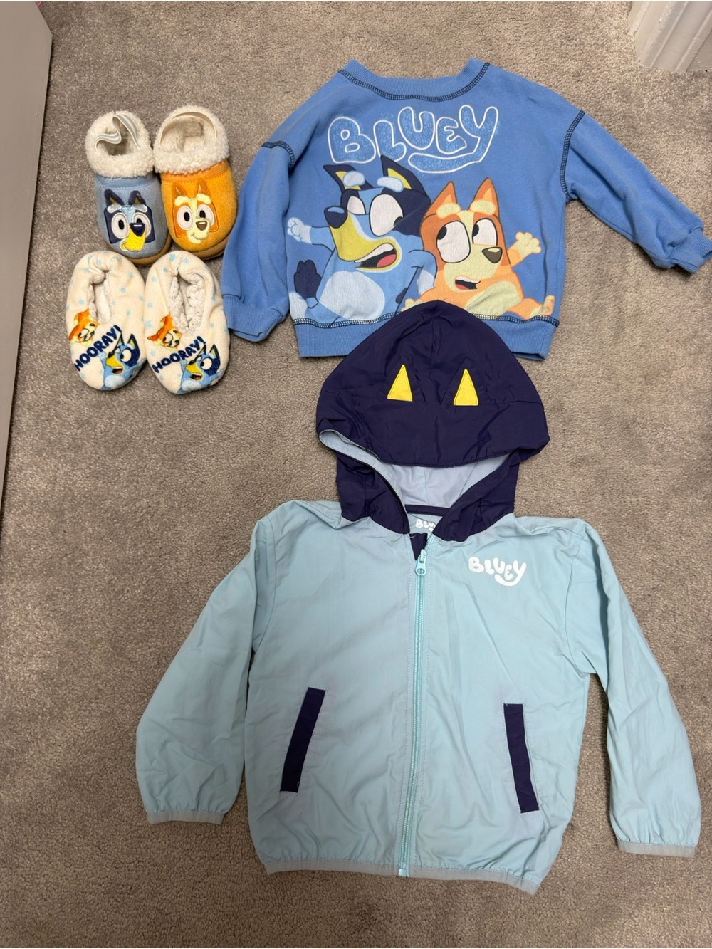 Bluey Kids Light Blue Hooded Windbreaker Jacket - Blue 2-3T